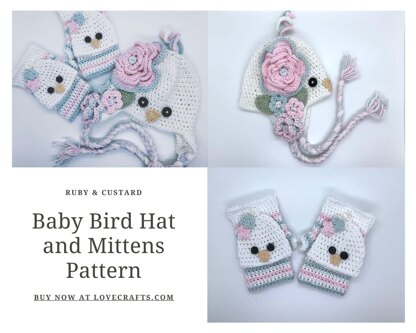 Baby Bird Hat and Mittens set
