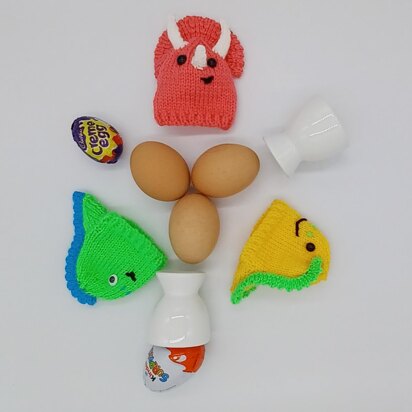 PDF Dinosaur Easter D.K Egg Cosy Warmer KNITTING PATTERN Creme Egg Kinder easy Jurassic World Triceratops Easter Egg Hunt Jurassic Park