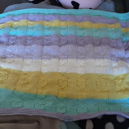Love Heart Caron Cake Baby Blanket Pattern