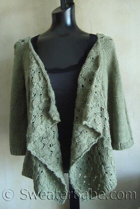 #102 Drape-Front Top-Down Lacy Cardigan