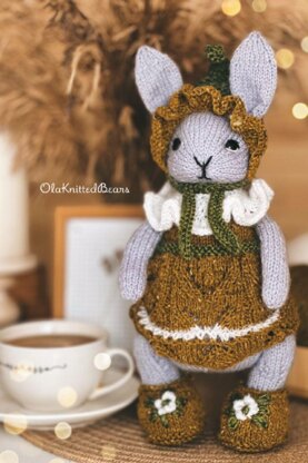 Knitting Toy Clothes Pattern - Snowdrop Outfit for Bunny