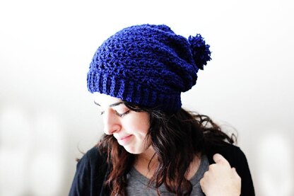 Cobalt Pompom Beanie