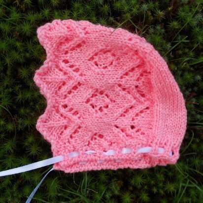 Fantasy Lace Baby Bonnet - knitting pattern