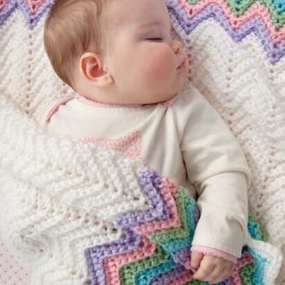 Rickrack Rainbow Baby Blanket in Red Heart Soft Baby Steps Solids - LW2548