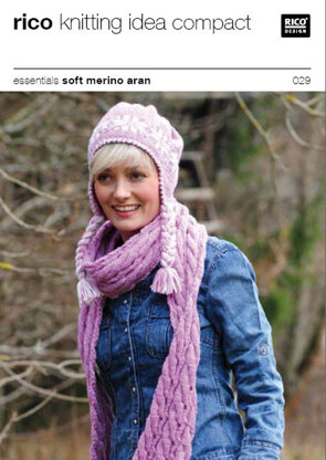 Cap and Cabled Scarf in Rico in Essentials Soft Merino Aran - 029