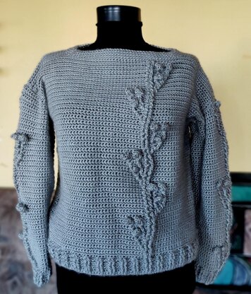 Gray Flowers Sweater
