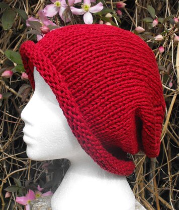 Superfast Roll Brim Slouch Hat Knitting Pattern - Madmonkeyknits