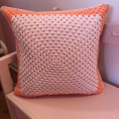 Peach Flower Granny Square Pillow