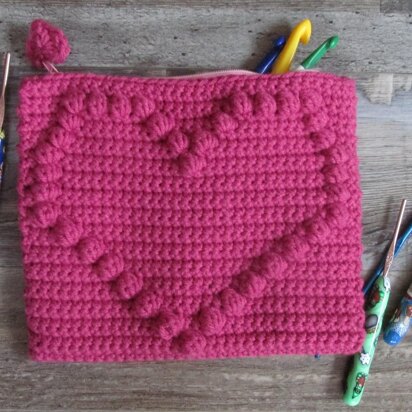 Bobble Heart Zippered Pouch