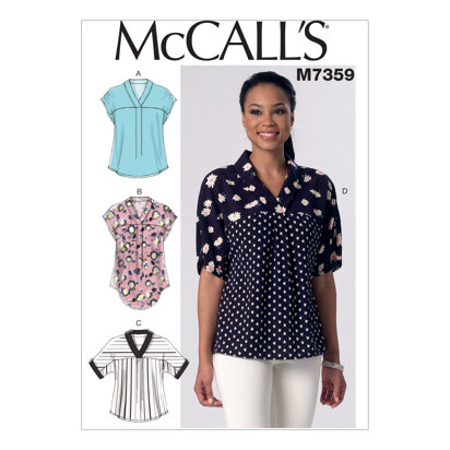McCall's Misses' V-Neck Dolman Sleeve Tops M7359 - Sewing Pattern
