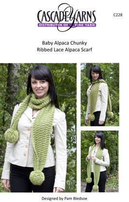 Ribbed Lace Scarf in Cascade Baby Alpaca Chunky - C228