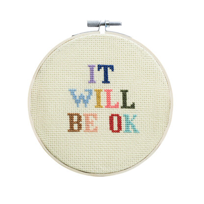 Cotton Clara It Will Be Ok Cross Stitch Kit - 13cm 