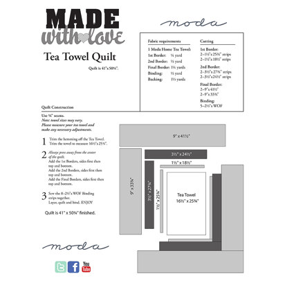 Moda Fabrics Tea Towel Quilt - Downloadable PDF