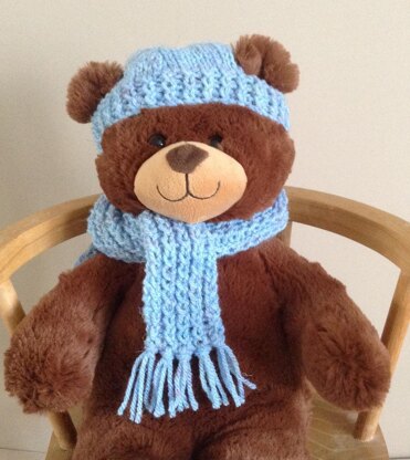 Teddy bear with on sale hat and scarf