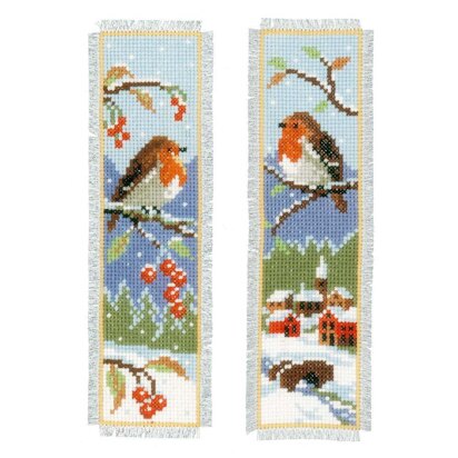 Vervaco Robins Cross Stitch Bookmarks Kit (Set of 2) - 6cm x 20cm