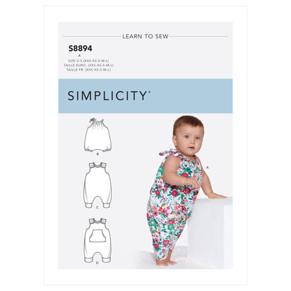 Simplicity S8894 Babies Knit Romper - Paper Pattern, Size A (XXS-XS-S-M-L)