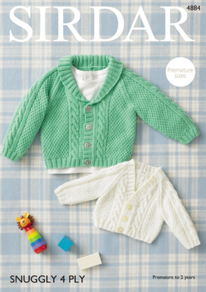 Baby Boy's Raglan Cardigans in Sirdar Snuggly 4Ply - 4884 - Downloadable PDF