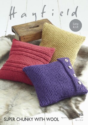 Cushions in Hayfield Super Chunky With Wool - 7805- Downloadable PDF