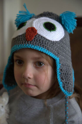 Crochet Owl Hat in Plymouth Yarn Yarnimals Owl - F656