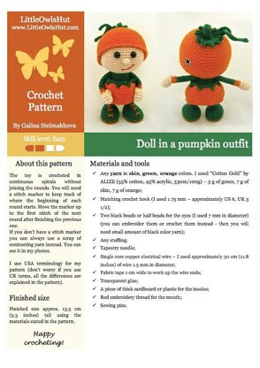 Doll in a Pumpkin outfit