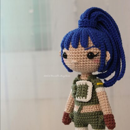 Blue-Haired Warrior Girl Amigurumi Pattern – Fanart Crochet PDF