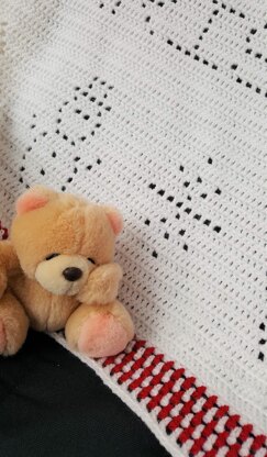 Babys First Christmas Filet Blanket