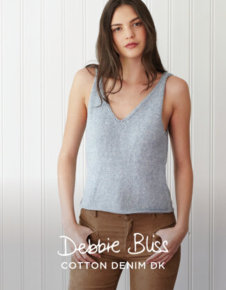 "Ellie Top" - Top Knitting Pattern For Women in Debbie Bliss Cotton Denim DK - DBS051