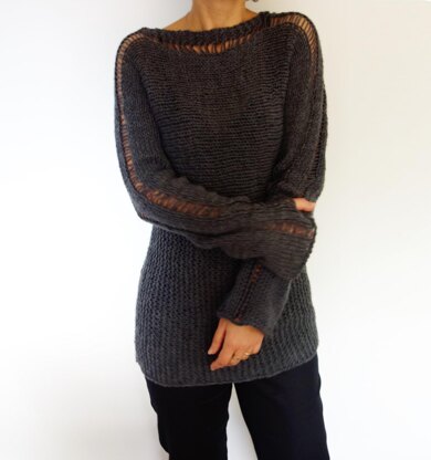 Slim Thumb Hole Sweater Knitting pattern by CamexiaDesigns | LoveCrafts