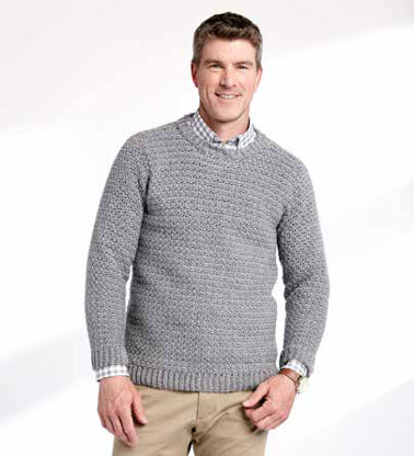 Adult’s Crochet Crew Neck Pullover in Caron Simply Soft Heathers ...