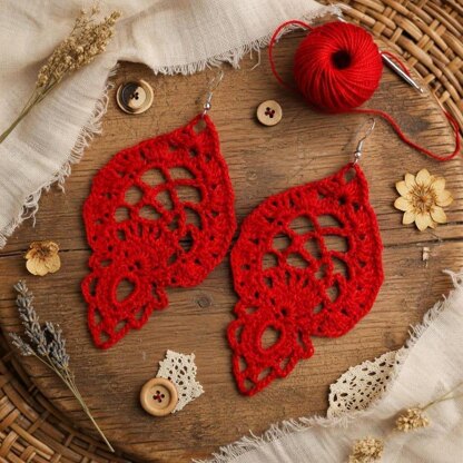 Crochet Leaf Earrings Pdf + Video Tutorial