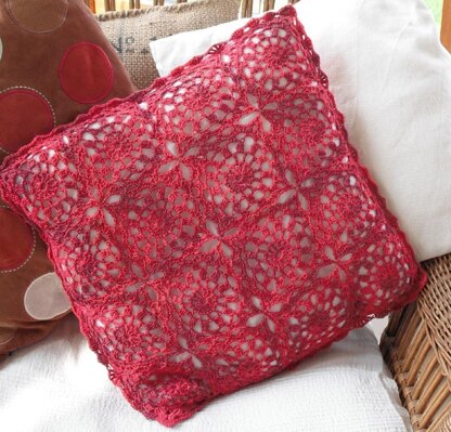 Fresh red crochet cushion