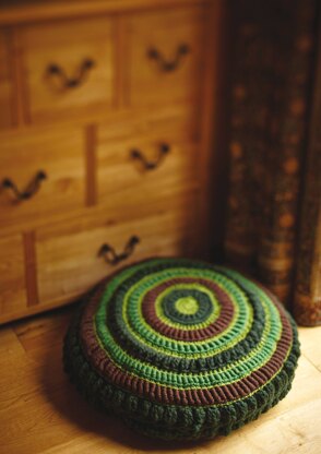 Crochet Round Cushion in Rowan Pure Wool Worsted and Big Wool - Downloadable PDF
