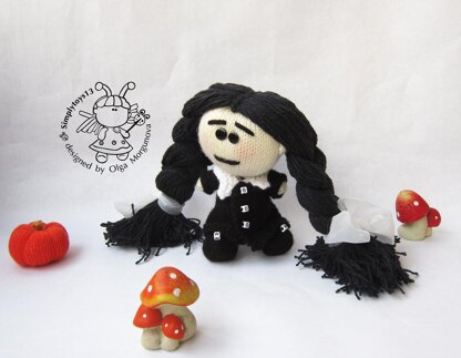 Pebble doll WEDNESDAY ADDAMS