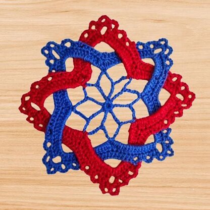 A crochet hexagon doily pattern