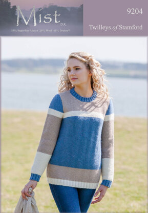 Knitted Garter Stitch Sweater in Twilleys Mist DK - 9204