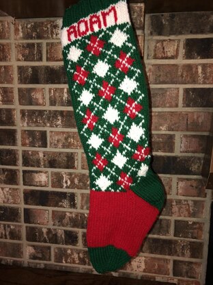 Argyle Diamond Christmas Stocking