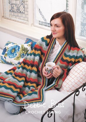 "Stripy Wave Throw" - Throw Crochet Pattern For Home in Debbie Bliss Rialto DK - DBS063