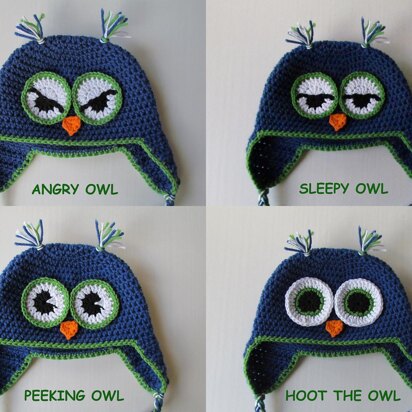 Angry Owl, Sleepy Owl, Hoot the Owl, Peeking Owl Pattern Pack