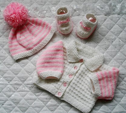 Knitting pattern Baby Reborn Dolls, Cardigan, Hat and boots, 17-22" Doll, 0-3 Month Baby