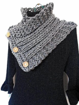 752-HECTANOOGA Side Buttoned Knit Scarf Cowl