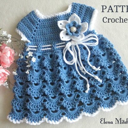 Crochet PATTERN Baptism Baby Dress by Elena Mitchell