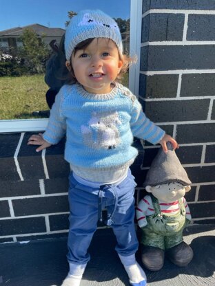 Fox cub sweater and hat.