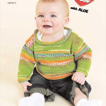 Knit Baby Pleasure Pullover in Red Heart Heart & Sole - LW1611