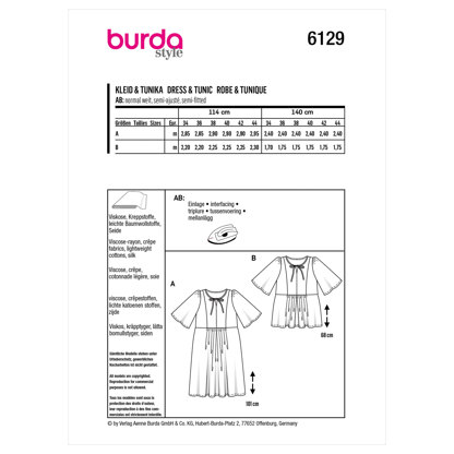Burda Style Misses' Dress B6129 - Paper Pattern, Size 8-18