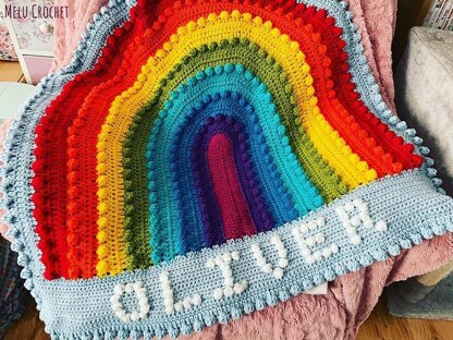 Rainbow Bobble Name Blanket