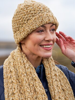 Ainsley Textured Hat & Cable Scarf By Sarah Hatton in West Yorkshire Spinners - WYS1000267 - Downloadable PDF