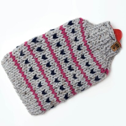 Hot Water Bottle Cover Stripes Fair Isle Chunky Sleeve Cozy Hottie