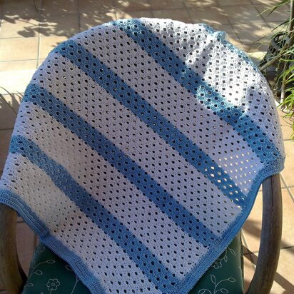 Baby Blanket White and Blue Rows