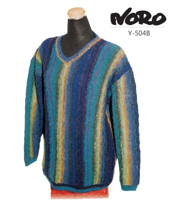 Striped V-Neck Pullover in Noro Kureyon