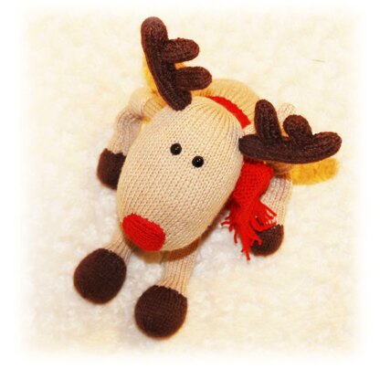 Reindeer Knitting Pattern (an extremely soft, huggable and cute toy), Knitted Reindeer